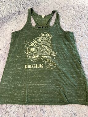 Bella Canvas |  Heathered Green Blacksburg VA Map Tank Top | Virginia Tech | S